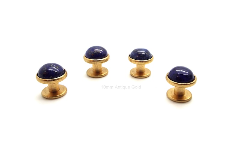 Lapis Lazuli Tuxedo Stud Set Blue Tuxedo Studs Lapis Lazuli Tuxedo Shirt Studs 10mm Antique Gold