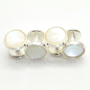 White Pearl Cufflinks White Mother of Pearl Cufflinks, White Cufflinks 16mm and 18mm Round image 10