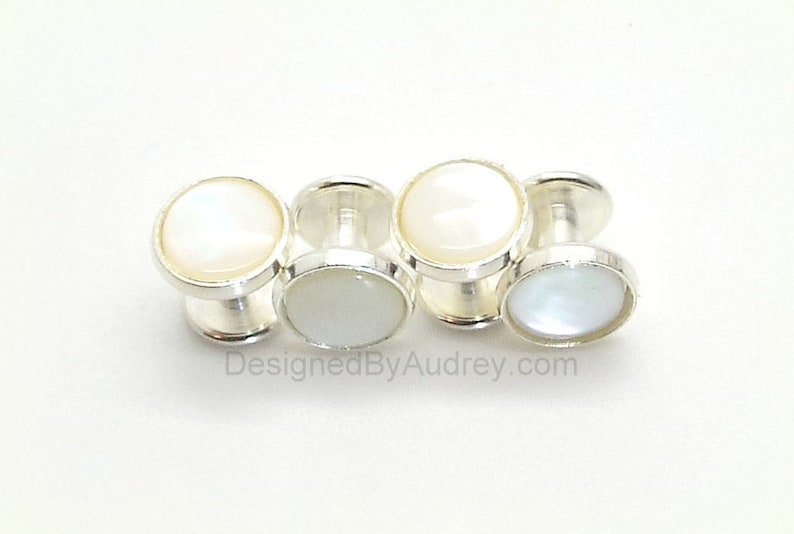 White Pearl Cufflinks White Mother of Pearl Cufflinks, White Cufflinks 16mm and 18mm Round image 10