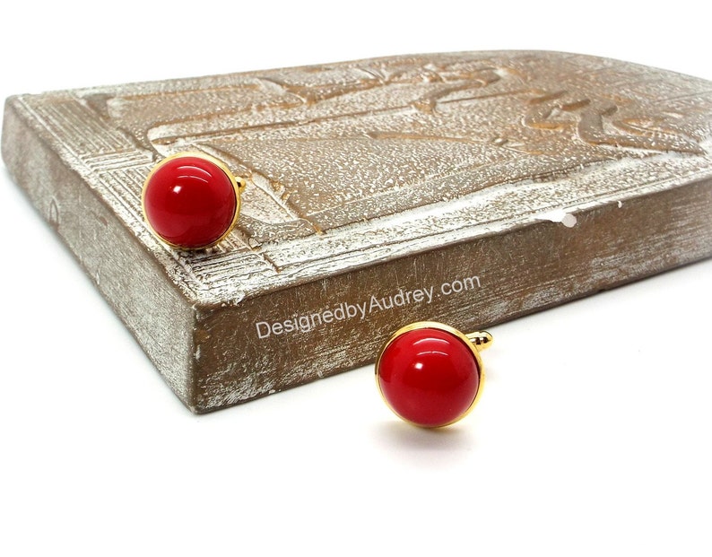 Red Pearl Cufflinks Red South Sea Shell Pearl Cufflinks Red Cufflinks image 2