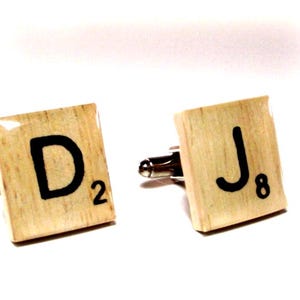Gemelos de madera con letras y azulejos (par) - Gemelos con letras personalizadas para hombre - Elige las letras