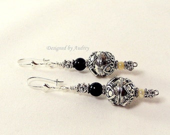 Black and Silver Earrings - Soft and Lovely Silver and Black Earrings