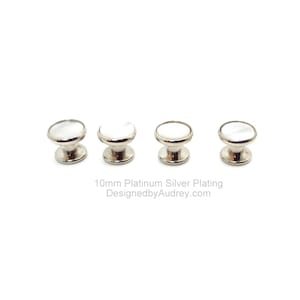 White Mother of Pearl Tuxedo Shirt Studs – White Pearl Tuxedo Shirt Studs – White Tuxedo Shirt Studs 10mm Platinum - S