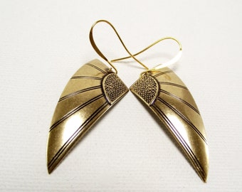 Gold Earrings - Golden Egyptian Wings of Love Earring Set