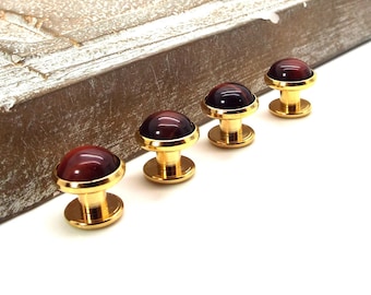 Red Tuxedo Shirt Studs - Burgundy Blush Red Tigers Eye Tuxedo Shirt Studs – Red Tigers Eye Tuxedo Shirt Studs