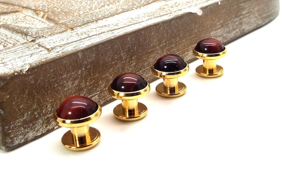 Red Tuxedo Shirt Studs - Burgundy Blush Red Tigers Eye Tuxedo Shirt Studs – Red Tigers Eye Tuxedo Shirt Studs