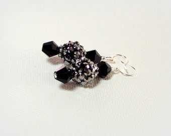 Boucles d’oreilles noires - Boucles d’oreilles en diamants noirs et boucles d’oreilles en cristal