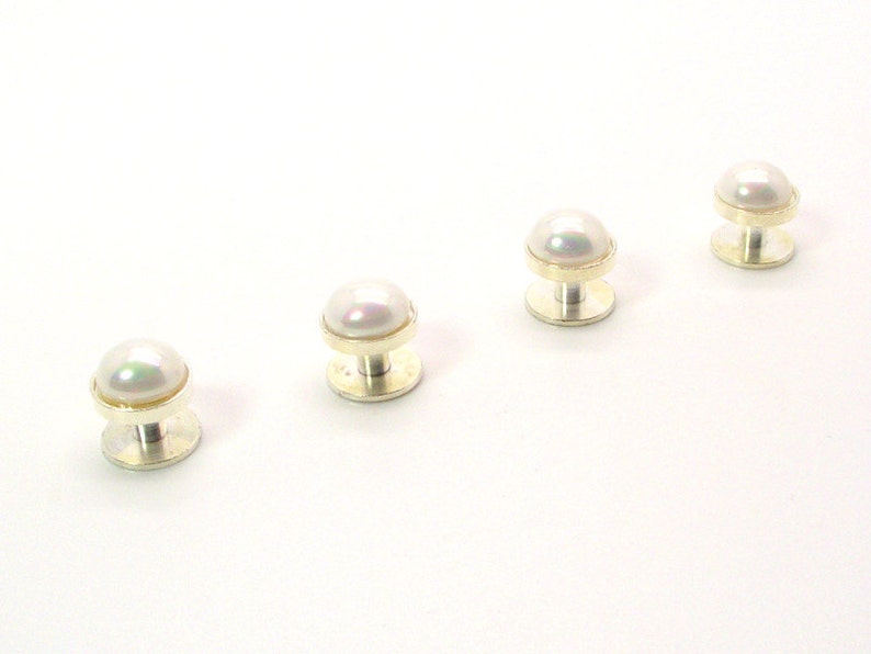 Pristine White Pearl Tuxedo Shirt Studs White Tuxedo Shirt Etsy