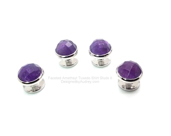 Amethyst Tuxedo Shirt Studs III – Faceted Amethyst Tuxedo Shirt Studs II – Purple Tuxedo Shirt Studs II