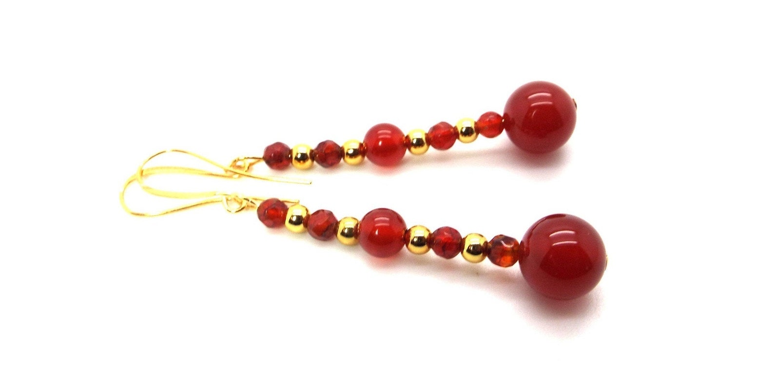 Retro Alloy Flower Red Agate Earrings main image 0