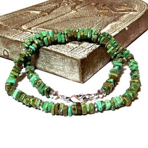 Men’s Green and Brown Magnesite Necklace - Green and Brown Men&#39;s Beaded Necklace - Green and Brown Necklace