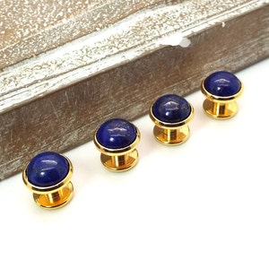 Lapis Lazuli Tuxedo Stud Set - Blue Tuxedo Studs - Lapis Lazuli Tuxedo Shirt Studs