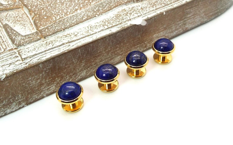 Lapis Lazuli Tuxedo Stud Set Blue Tuxedo Studs Lapis Lazuli Tuxedo Shirt Studs image 1