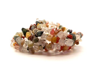 Beaded Bracelet - Rocky Road II Colorful Multi-Stone Memory Wire Bracelet