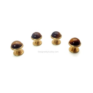 Brown Tuxedo Shirt Studs - Brown Tigers Eye Tuxedo Shirt Studs