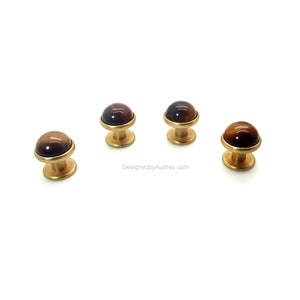 Brown Tuxedo Shirt Studs Brown Tigers Eye Tuxedo Shirt Studs image 1