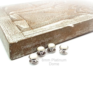 White Mother of Pearl Tuxedo Shirt Studs – White Pearl Tuxedo Shirt Studs – White Tuxedo Shirt Studs 8mm Platinum Dome