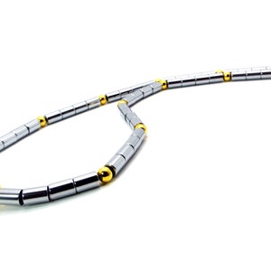 Silver Hematite Mens Necklace Silver and Gold Mens Necklace Mens Hematite Necklace image 7