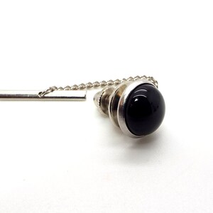 Onyx Tie Tac Black Onyx Tie Tac Black Tie Tac with Chain Black Tie Tack image 5