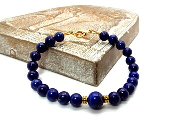 Men's Blue Bracelet - Delta Blues Lapis Lazuli Men's Bracelet - Lapis Lazuli Men's Beaded Bracelet