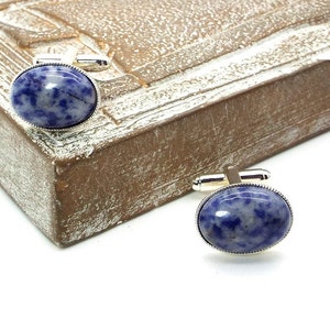 Blue Cufflinks - Sodalite Cufflinks II - Blue Skies Cufflinks