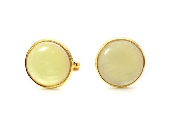 Yellow Cufflinks – Yellow Mother of Pearl Cufflinks – Yellow Pearl Cufflinks