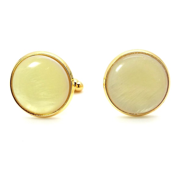 Yellow Cufflinks – Yellow Mother of Pearl Cufflinks – Yellow Pearl Cufflinks