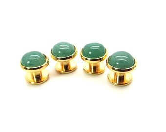 Green Aventurine Tuxedo Shirt Studs  - Light Green Tuxedo Shirt Studs - Green Tuxedo Shirt Studs