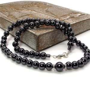 Hematite Necklace - Men’s Gray and Silver Necklace – Men’s Hematite Necklace