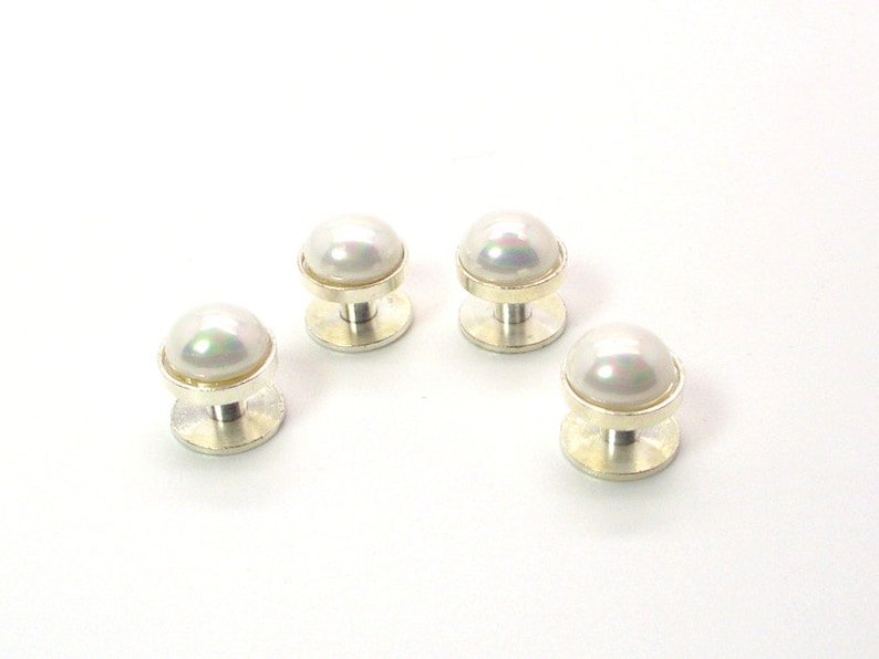 Pristine White Pearl Tuxedo Shirt Studs White Tuxedo Shirt Etsy