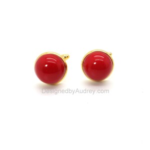 Red Pearl Cufflinks Red South Sea Shell Pearl Cufflinks Red Cufflinks image 3