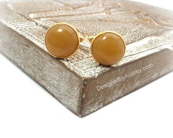 Yellow Cufflinks - Mellow Morning Sun II Men’s Yellow Aventurine Cufflinks - Soft Yellow Cufflinks