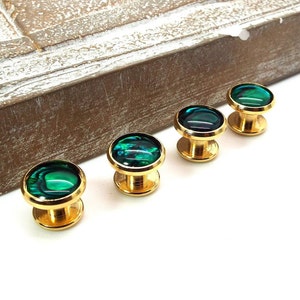 Emerald Green Paua Shell Tuxedo Shirt Studs Green Paua Shell Tuxedo Shirt Studs Green Tuxedo Shirt Studs image 1