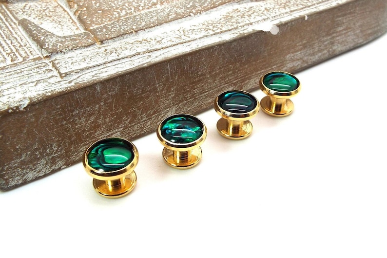 Emerald Green Paua Shell Tuxedo Shirt Studs Green Paua Shell Tuxedo Shirt Studs Green Tuxedo Shirt Studs image 1