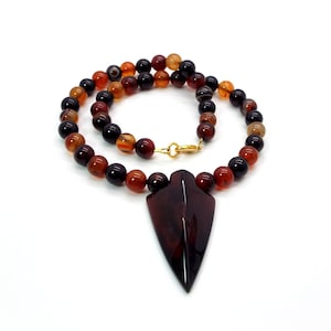 Dream Lace Agate Men’s Necklace II – Men’s Dream Lace Agate Arrow Pendant Necklace