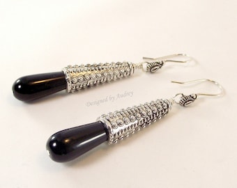 Onyx Earrings - Black Onyx Earrings - Black Earrings