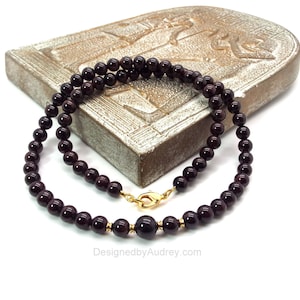 Red Necklace - Garnet Necklace - Mens Garnet Necklace - Deep Red Mens Beaded Necklace