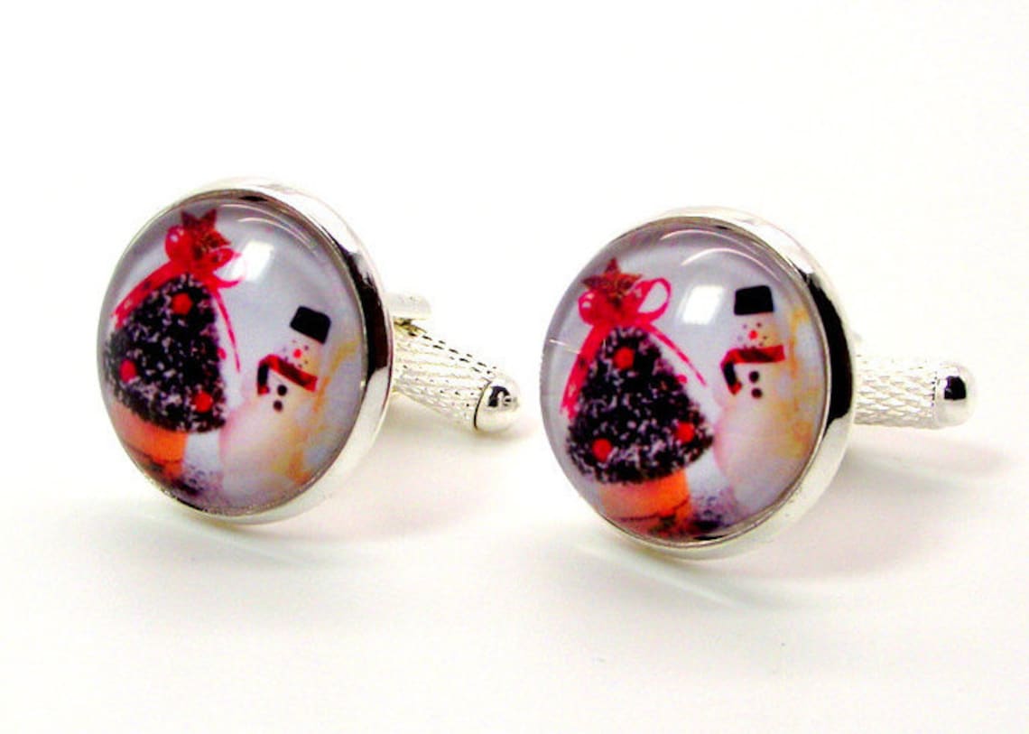 Christmas Tree Cufflinks Christmas Cufflinks Snowman Etsy