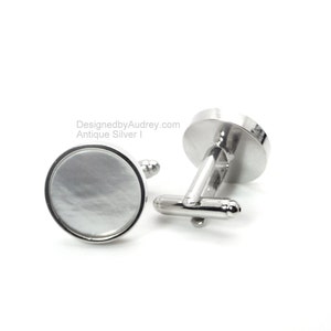 White Pearl Cufflinks White Mother of Pearl Cufflinks, White Cufflinks 16mm and 18mm Round image 6