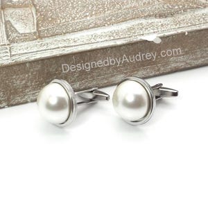 Winter Frost - White Pearl Tuxedo Shirt Studs – White Tuxedo Shirt Studs image 11