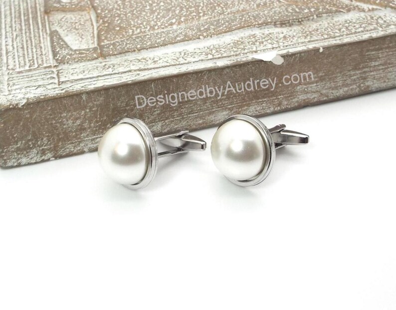Winter Frost - White Pearl Tuxedo Shirt Studs – White Tuxedo Shirt Studs image 11