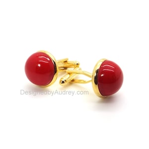 Red Pearl Cufflinks Red South Sea Shell Pearl Cufflinks Red Cufflinks image 1