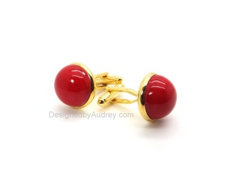 Red Pearl Cufflinks - Red South Sea Shell Pearl Cufflinks - Red Cufflinks