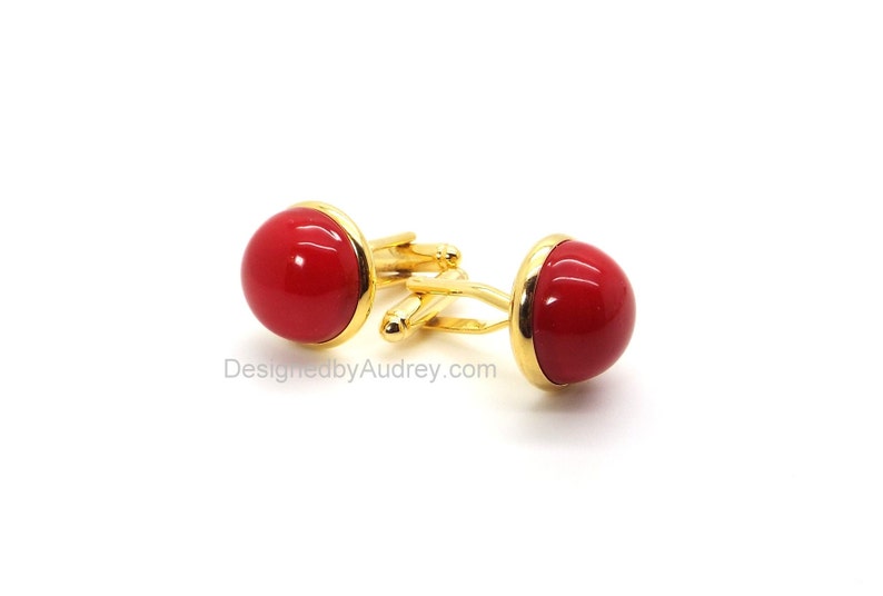 Red Pearl Cufflinks Red South Sea Shell Pearl Cufflinks Red Cufflinks image 1