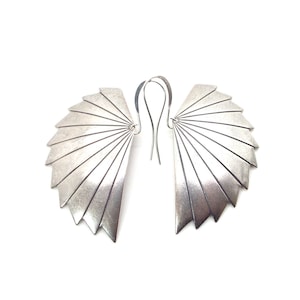 Silver Earrings - Silver Art Deco Curved Spiral Earrings