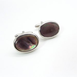 Black Cufflinks - Black Mother of Pearl Oval Cufflinks IV – Black Tahitian Pearl Cufflinks