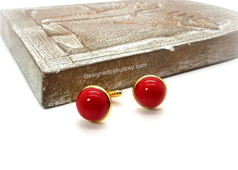 Red Pearl Cufflinks Red South Sea Shell Pearl Cufflinks Red Cufflinks image 8