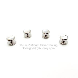 White Mother of Pearl Tuxedo Shirt Studs – White Pearl Tuxedo Shirt Studs – White Tuxedo Shirt Studs 8mm Platinum - S