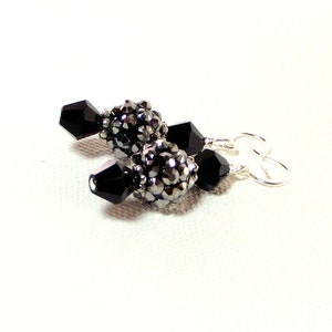 Black Earrings - Black Diamonds Pave and Crystal Earrings
