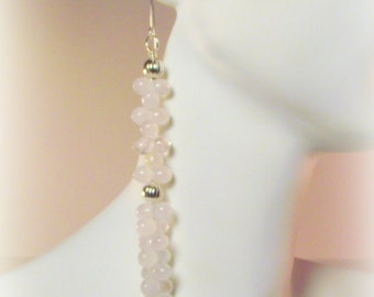 Pink Earrings - Pink Ice Cascading Earrings Featuring Rose Quartz and Silver - Rose Quartz Earrings